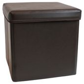 Faux Leather Ottoman Small Brown