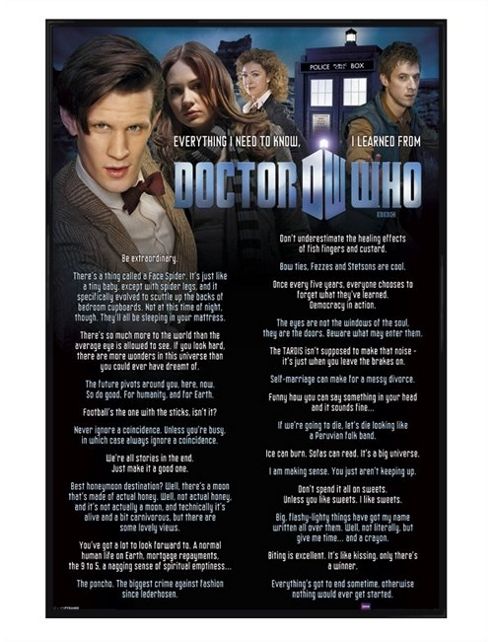 Image of Doctor Who Gloss Black Framed Everything I Know Dr Who Poster