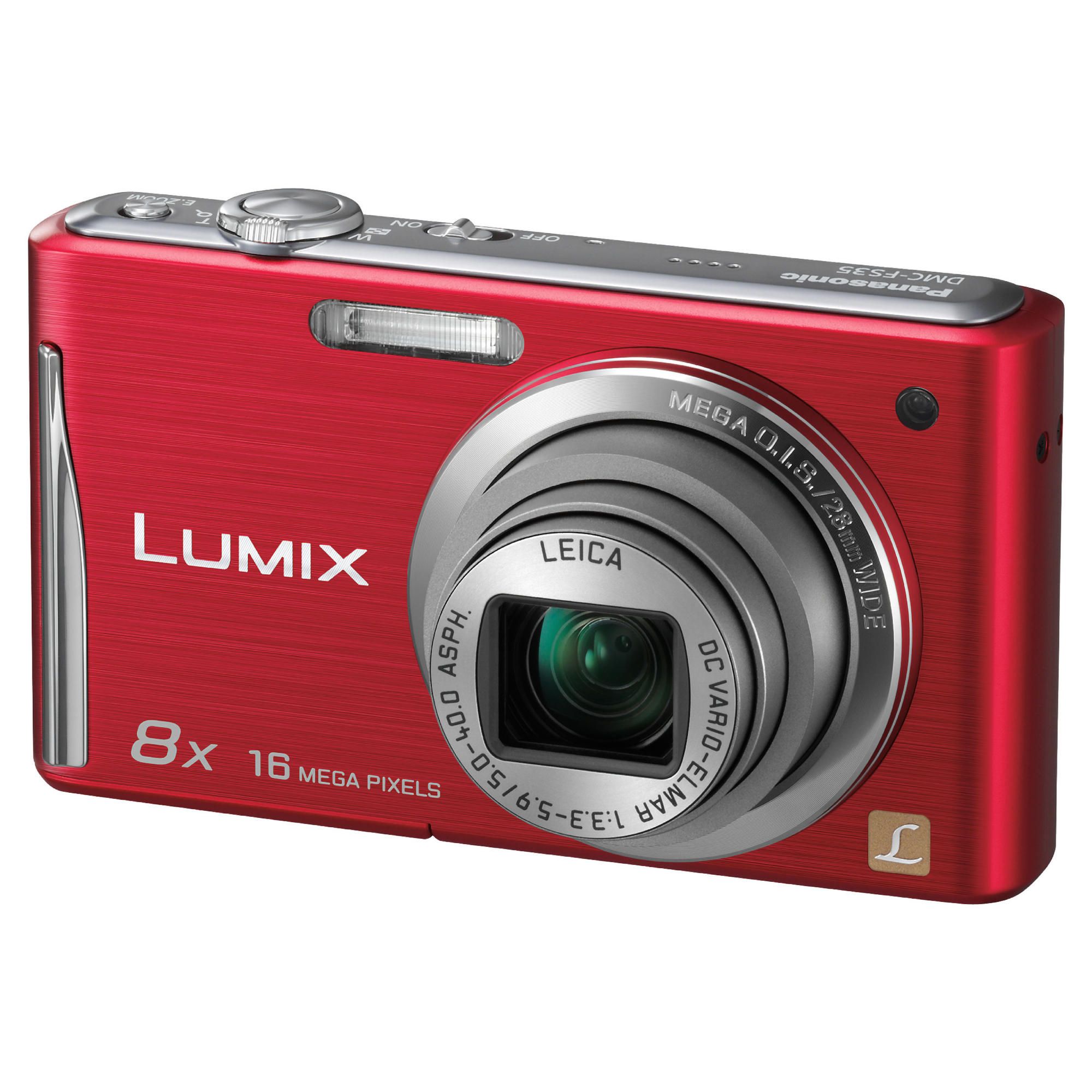 Panasonic Lumix FS35 Digital Camera - Red (16.1MP, 8x Optical Zoom) 2.7 inch LCD