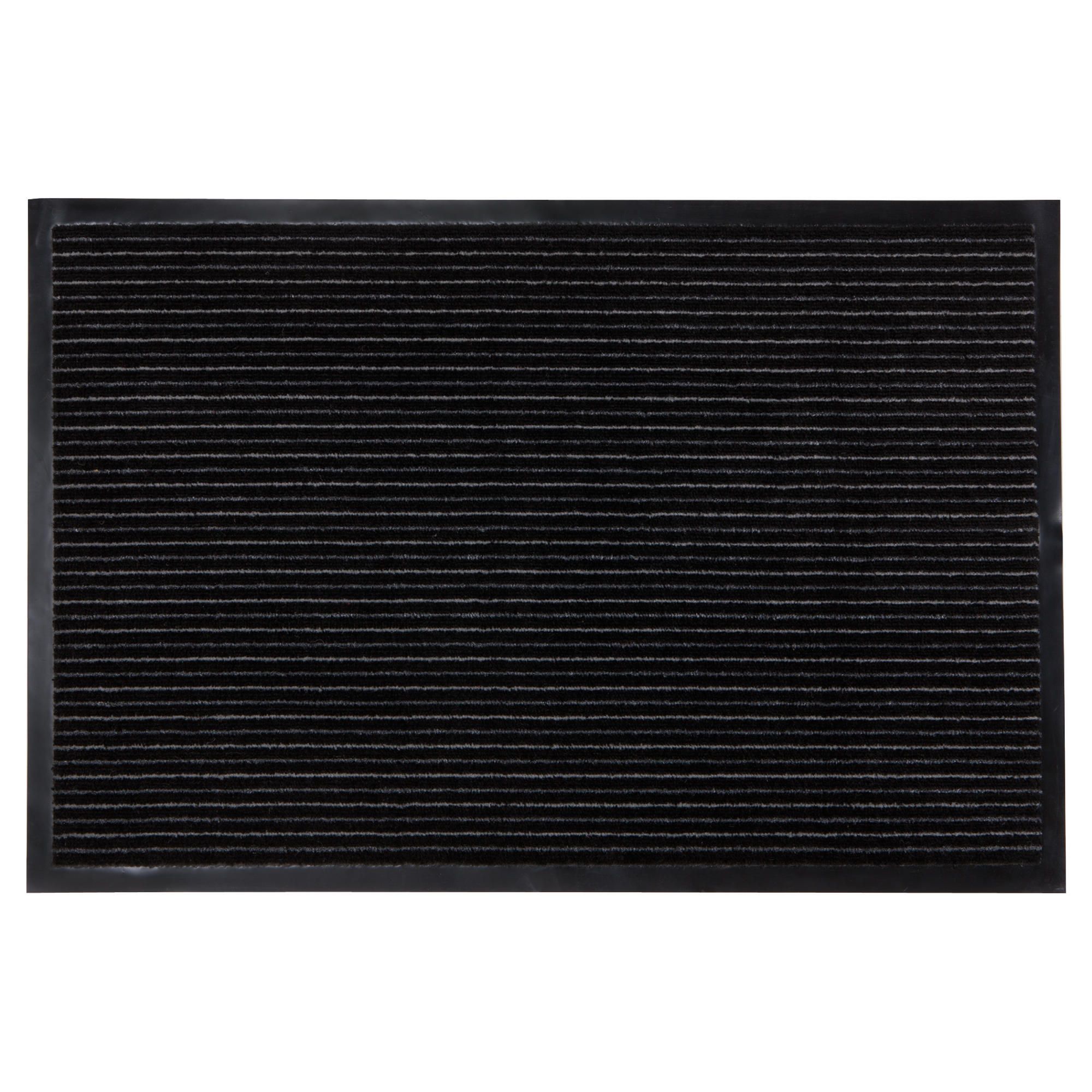 Stripe barrier door mats set, grey