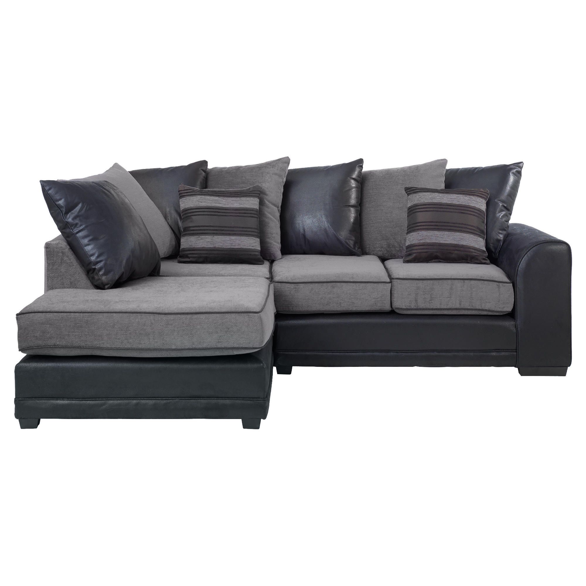 Inca Leather Effect & Fabric Corner Sofa, Charcoal Left Hand Facing at Tesco Direct