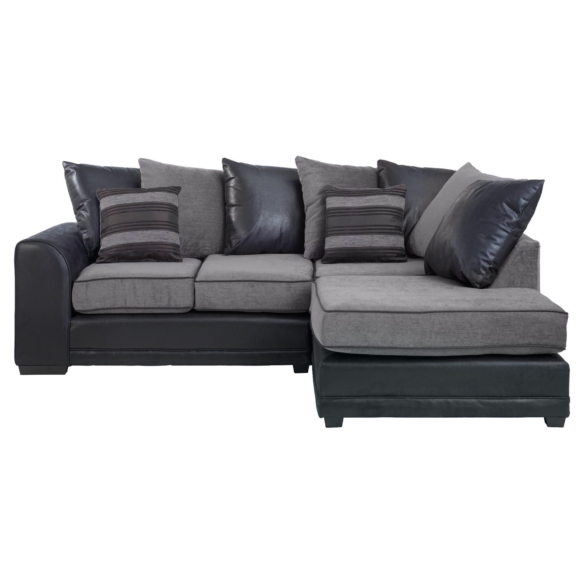 Inca Leather Effect & Fabric Corner Sofa, Charcoal Right Hand Facing at Tesco Direct