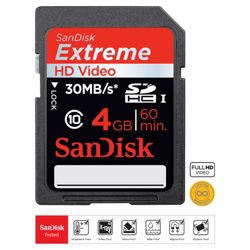 SanDisk Extreme HD Video SDHC memory card Class 6 - 4GB