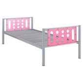 Domino Single Bed Frame, Silver With Pink Headboard
