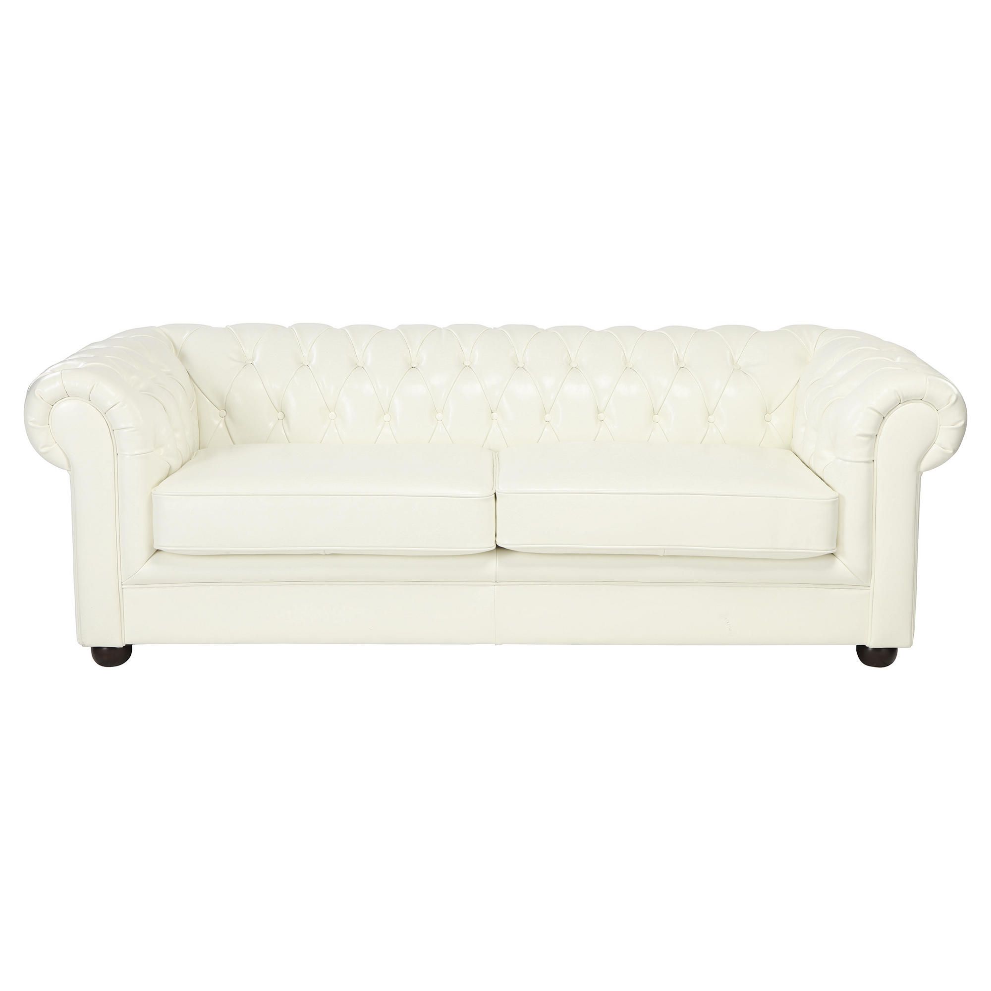 Chesterfield Large Leather Sofa, White at Tescos Direct