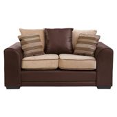Inca Small Leather Effect & Fabric Sofa, Mocha