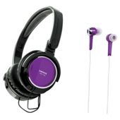 Lenco HEP-100-P Purple Headphone and Earphone bundle