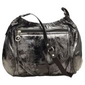 Oi Oi Across Body Metallic Faux Leather Bag, Black