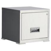 Pierre Henry Maxi 1 drawer filing cabinet, silver and white