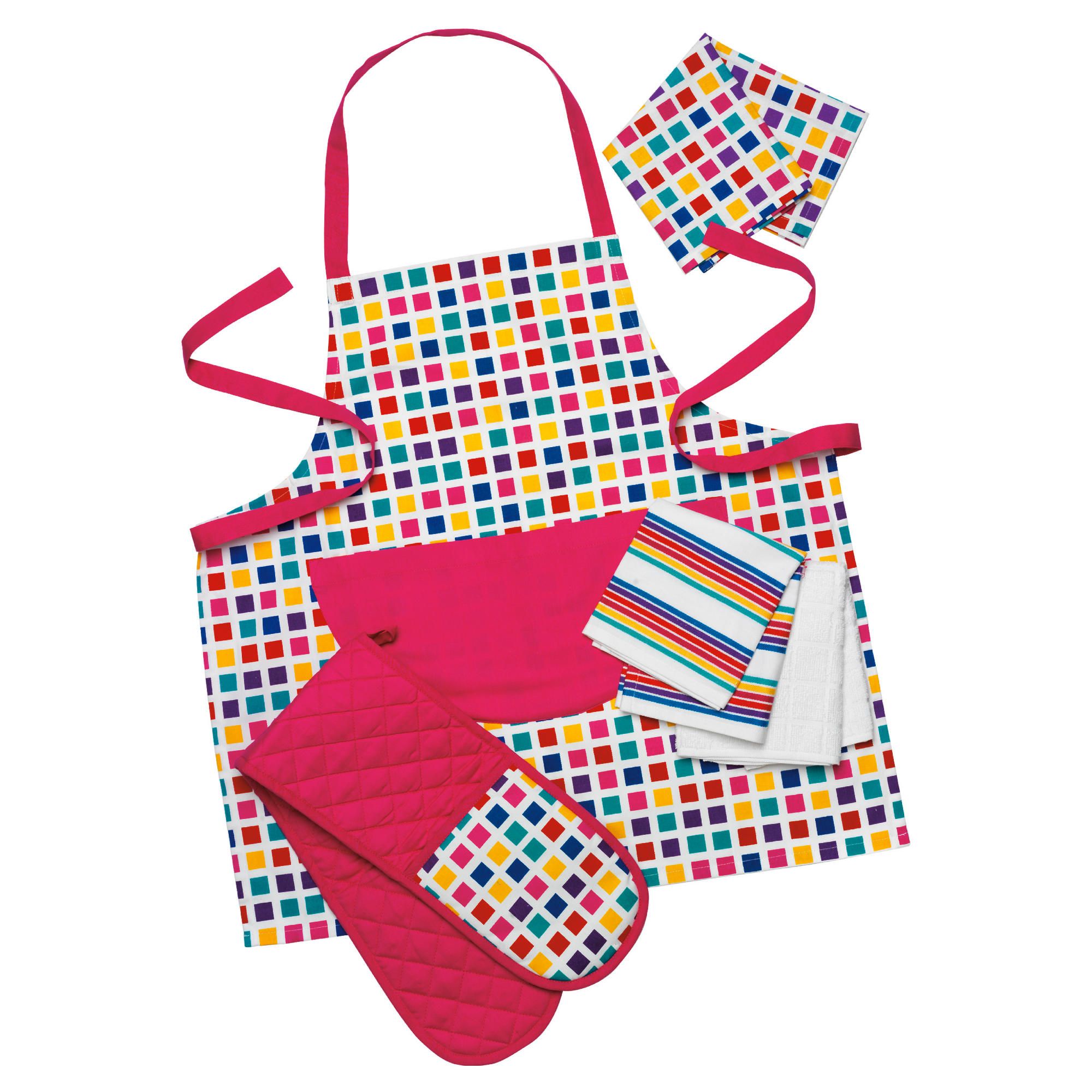 Tesco Metro Double Oven Glove, Apron & 3 pack Tea Towels