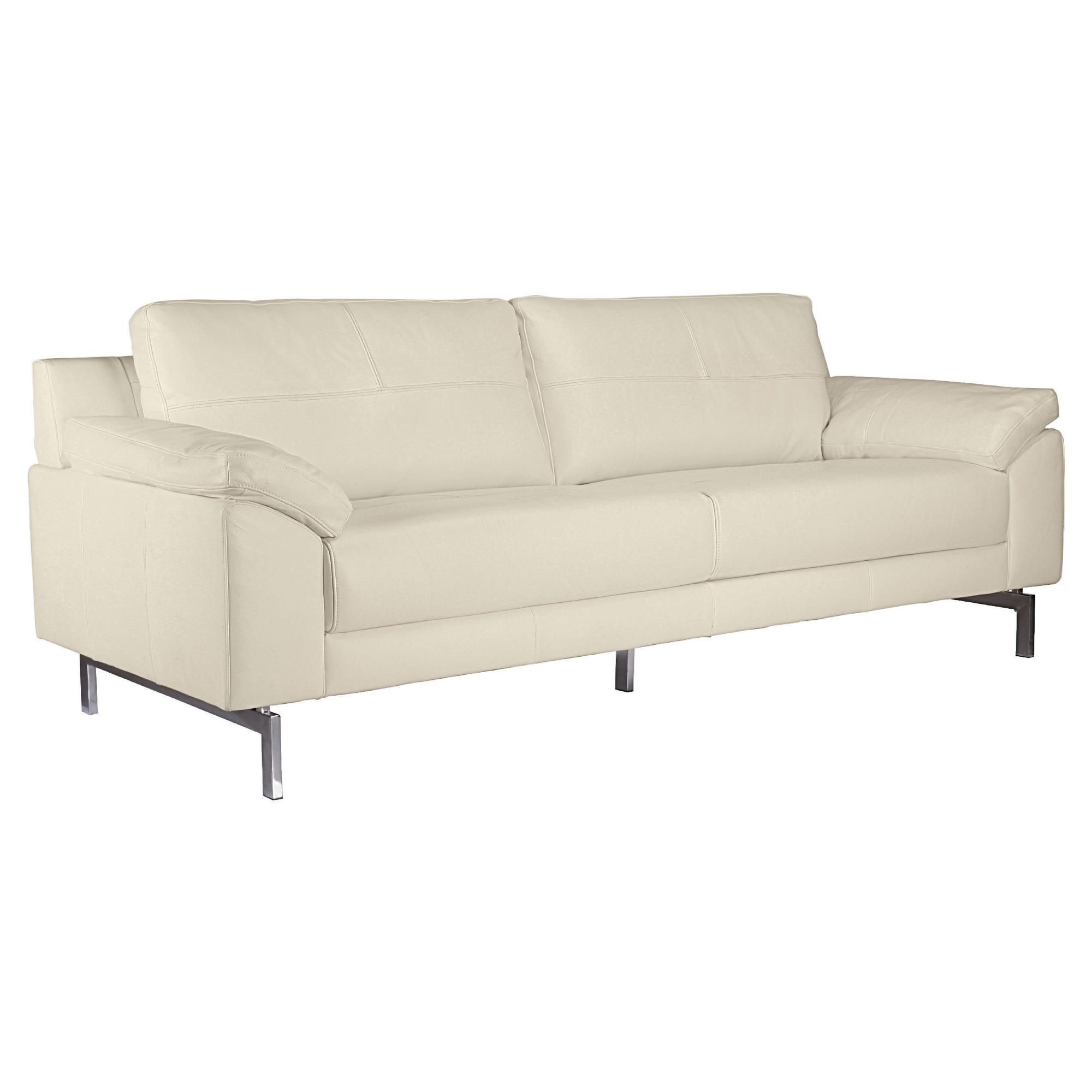 Sicily Large Leather Sofa, Soft White