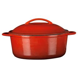 Go Cook Professional 28cm Cast Iron Stockpot, Red