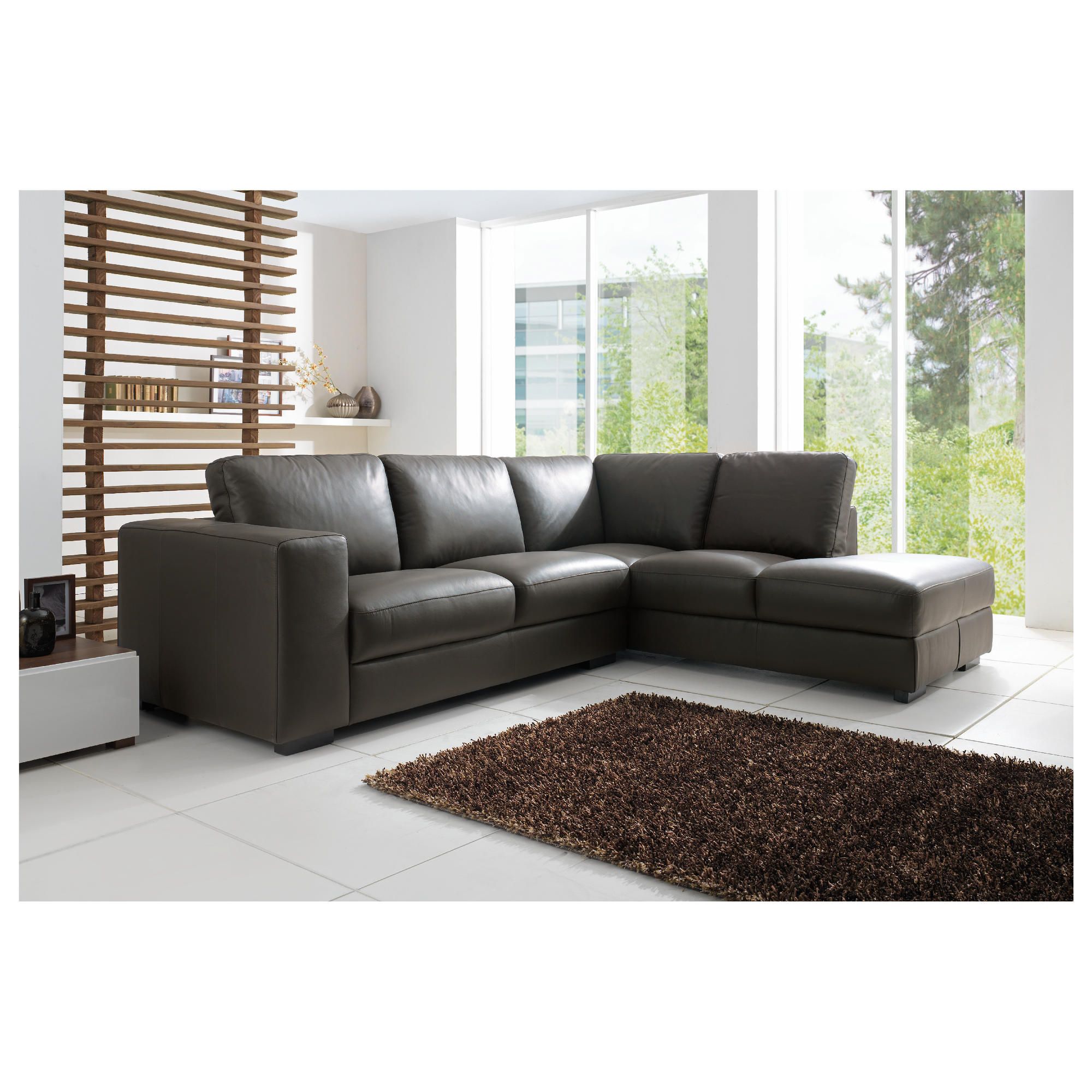 Antonio Leather Corner Chaise Right Hand Facing Chocolate at Tesco Direct