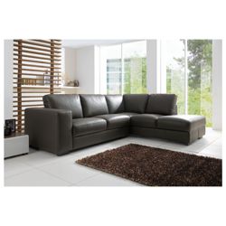 Antonio Leather Corner Chaise Right Hand Facing Chocolate