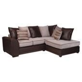 Inca Leather Effect & Fabric Right Hand Facing Corner Sofa, Mocha