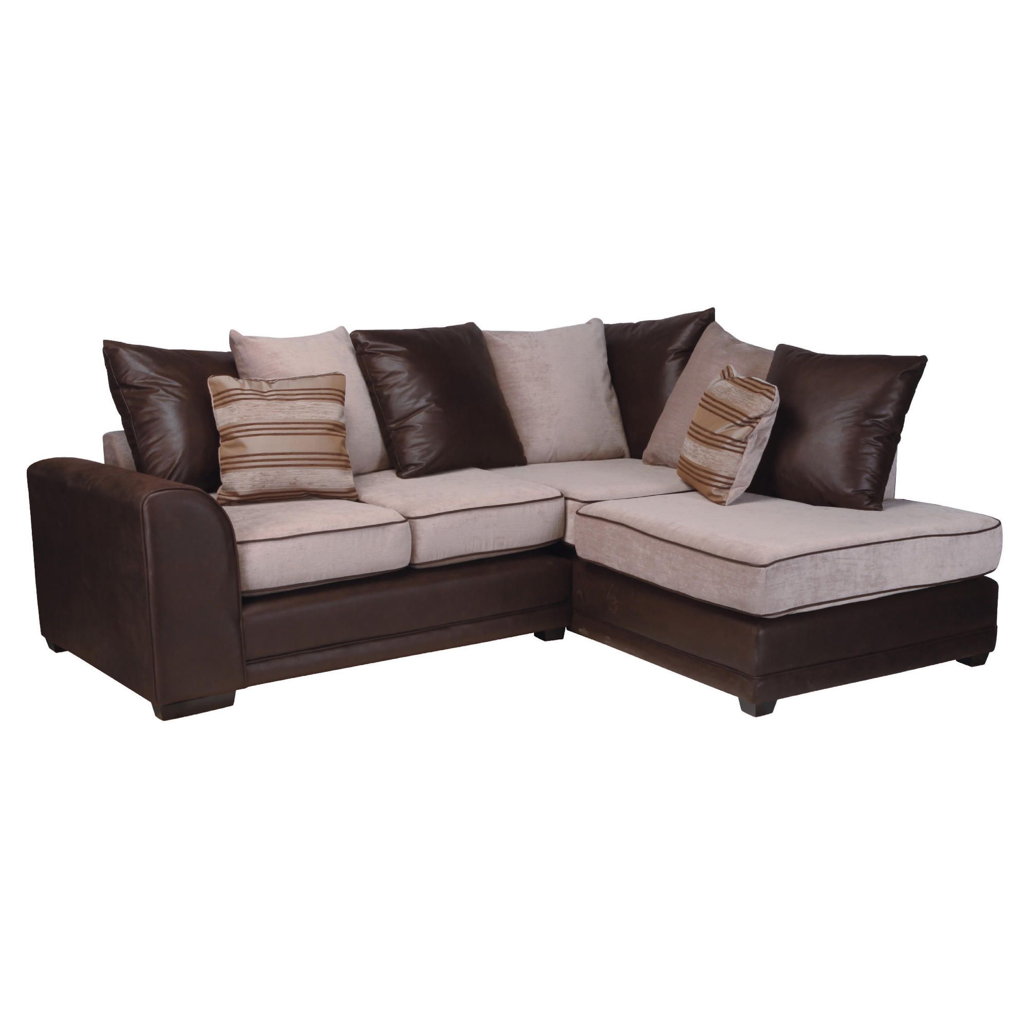 Inca Leather Effect & Fabric Right Hand Facing Corner Sofa, Mocha at Tesco Direct