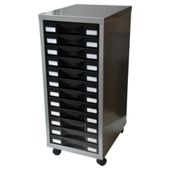 Pierre Henry A4 12 Drawer Multi Filing Cabinet, Silver With Black Drawers