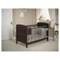Obaby Grace 4 Piece Cot Bed Set, Dark Pine Cot Bed With White Bedding (includes mattress, quilt & bumper)