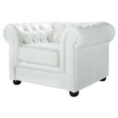 Chesterfield Leather Armchair White