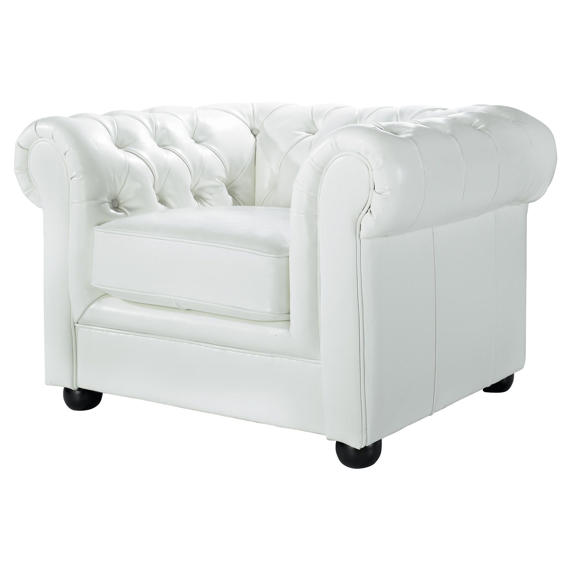 Chesterfield Leather Armchair White at Tesco Direct