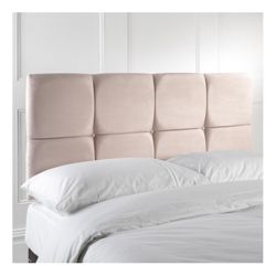 Nico King Faux Suede Headboard, Cream