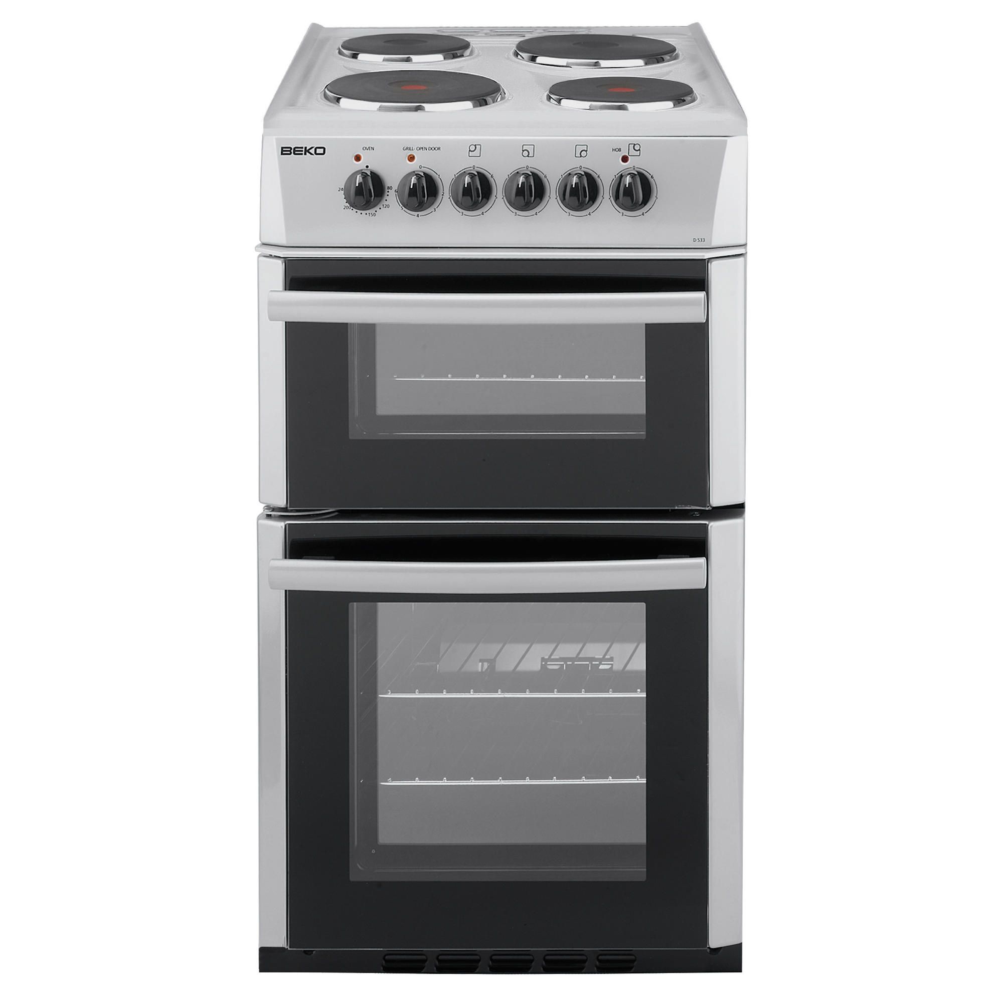 Beko D532AS Silver 50cm Twin Cavity Electric Cooker
