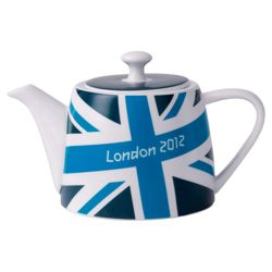 Johnson Bros London 2012 Union Jack Bright Teapot, Blue, White and Green