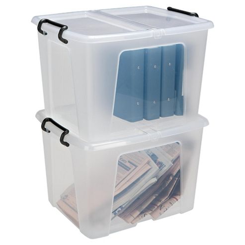 Image of Strata Plastic Storage Box With Lid - 40l - 2 Pack
