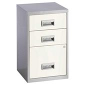 Pierre Henry A4 3 Drawer Combi Filing Cabinet, Silver With White Drawers