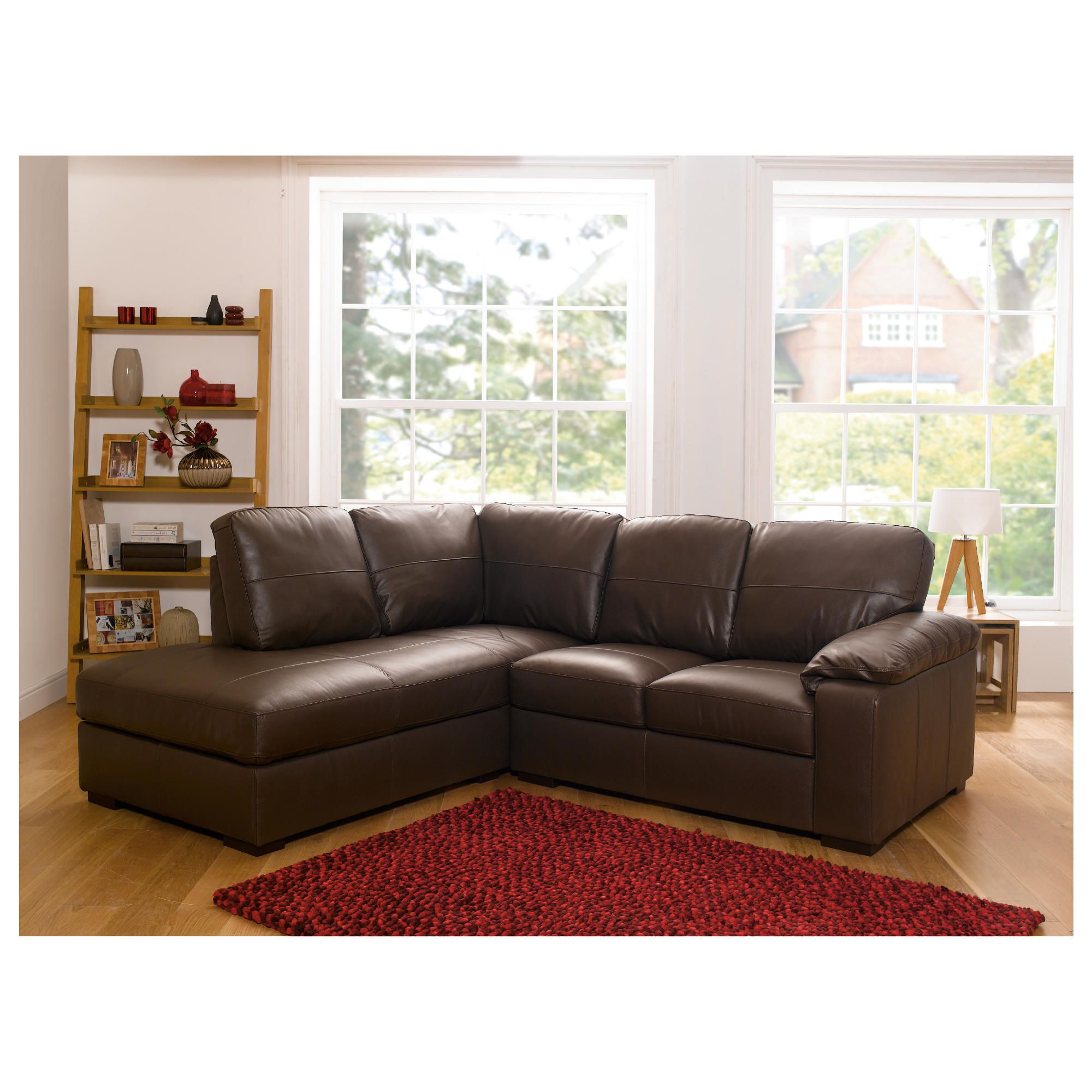 Ashmore Leather Corner Sofa, Brown Left Hand Facing at Tesco Direct