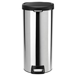 Simplehuman 30L round silver pedal bin