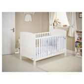 Obaby Grace 4 Piece Cot Bed Set, White Cot Bed With Blue Bedding (includes mattress, quilt & bumper)