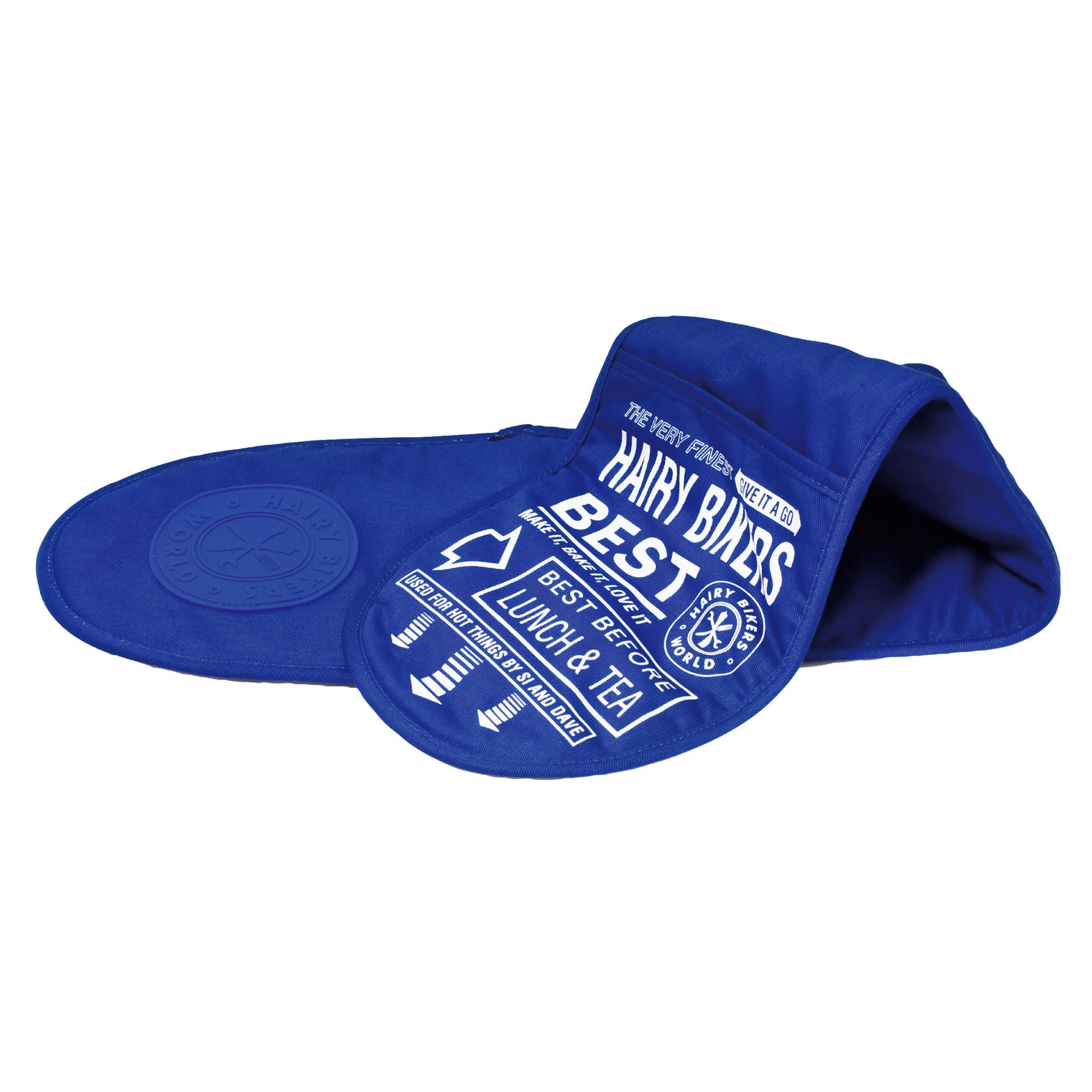 Hairy Bikers Oven Glove Finest & Best, blue & Cream