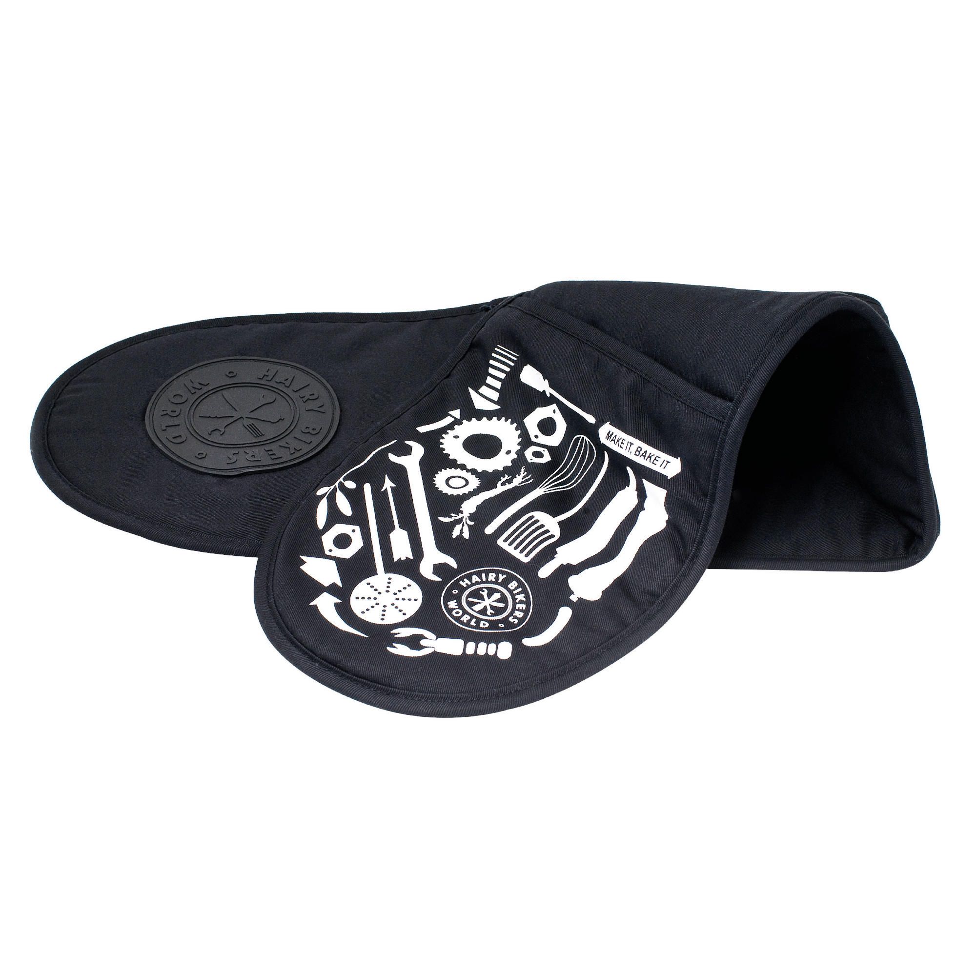 Hairy Bikers Oven Glove Kit of parts design black & cream