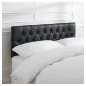 Preston Double Faux Leather Headboard, Black