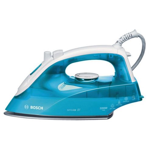 Image of Bosch Tda2633gb Ceramic Plate Steam Iron - White & Turquoise
