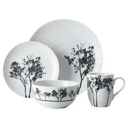 Tesco Shadow Tree 16 Piece, 4 Person Dinner Set - White