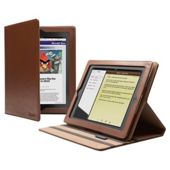 Cygnett Windsor Brown Premium Leather Folio Stand Case for Apple iPad 2
