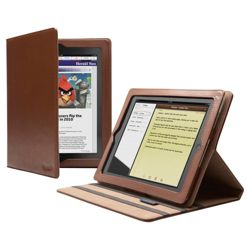 Cygnett Windsor Brown Premium Leather Folio Stand Case for Apple iPad 2