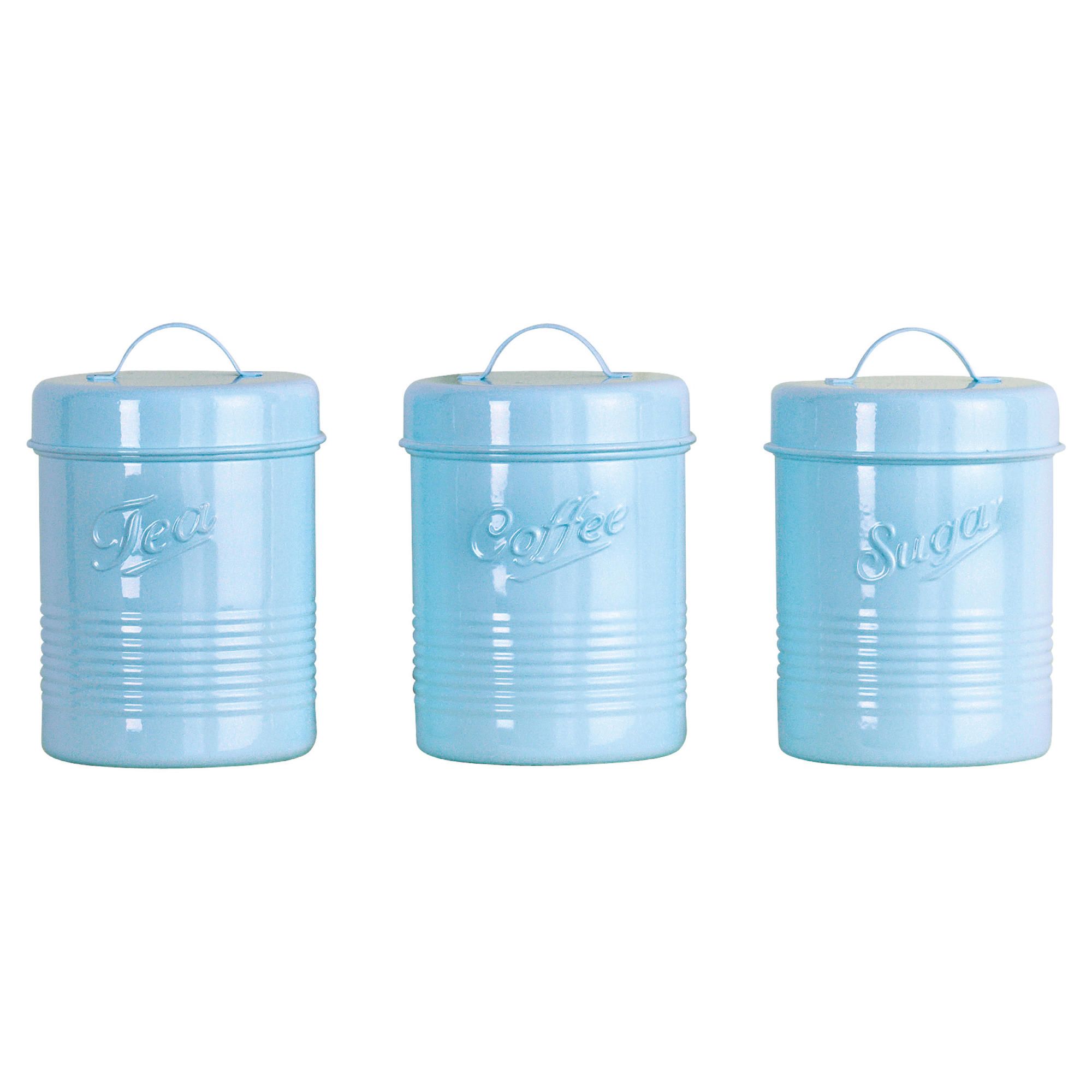 Tesco Duck Egg Enamel Tea, Coffee & Sugar Canister