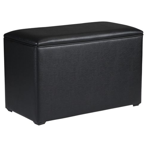 Image of Seetall Ottoman Black Faux Leather