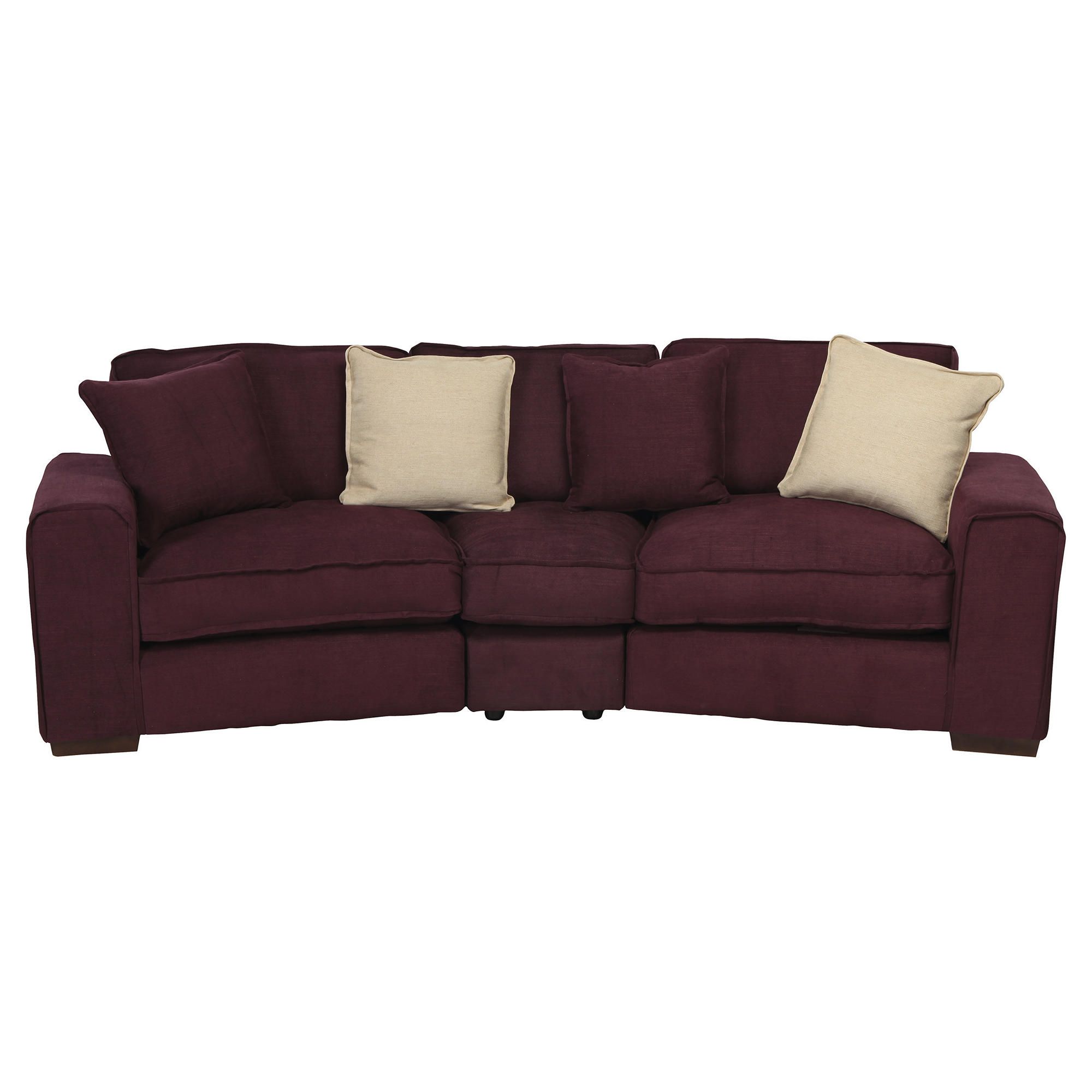 Omega Fabric Curved Sofa, Aubergine at Tesco Direct