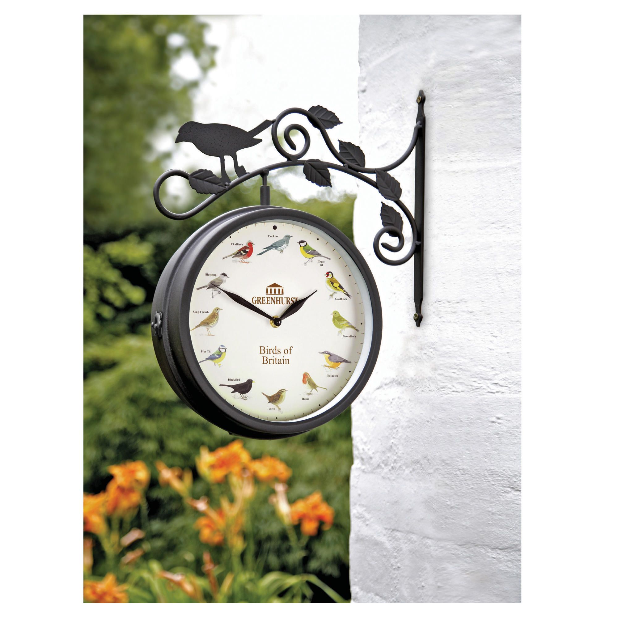 Decorative Outdoor Singing Bird Clock Thermometer, Singing Bird