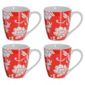 Tesco Floral Set of 4 Mugs, Red