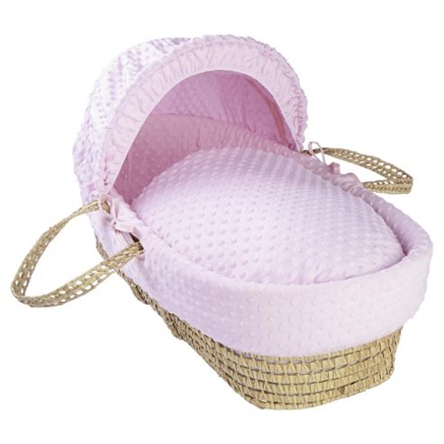 Image of Clair De Lune Dimple Moses Basket, Pink