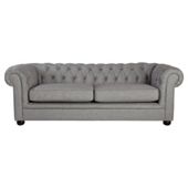 Chesterfield Linen Medium Sofa, Silver
