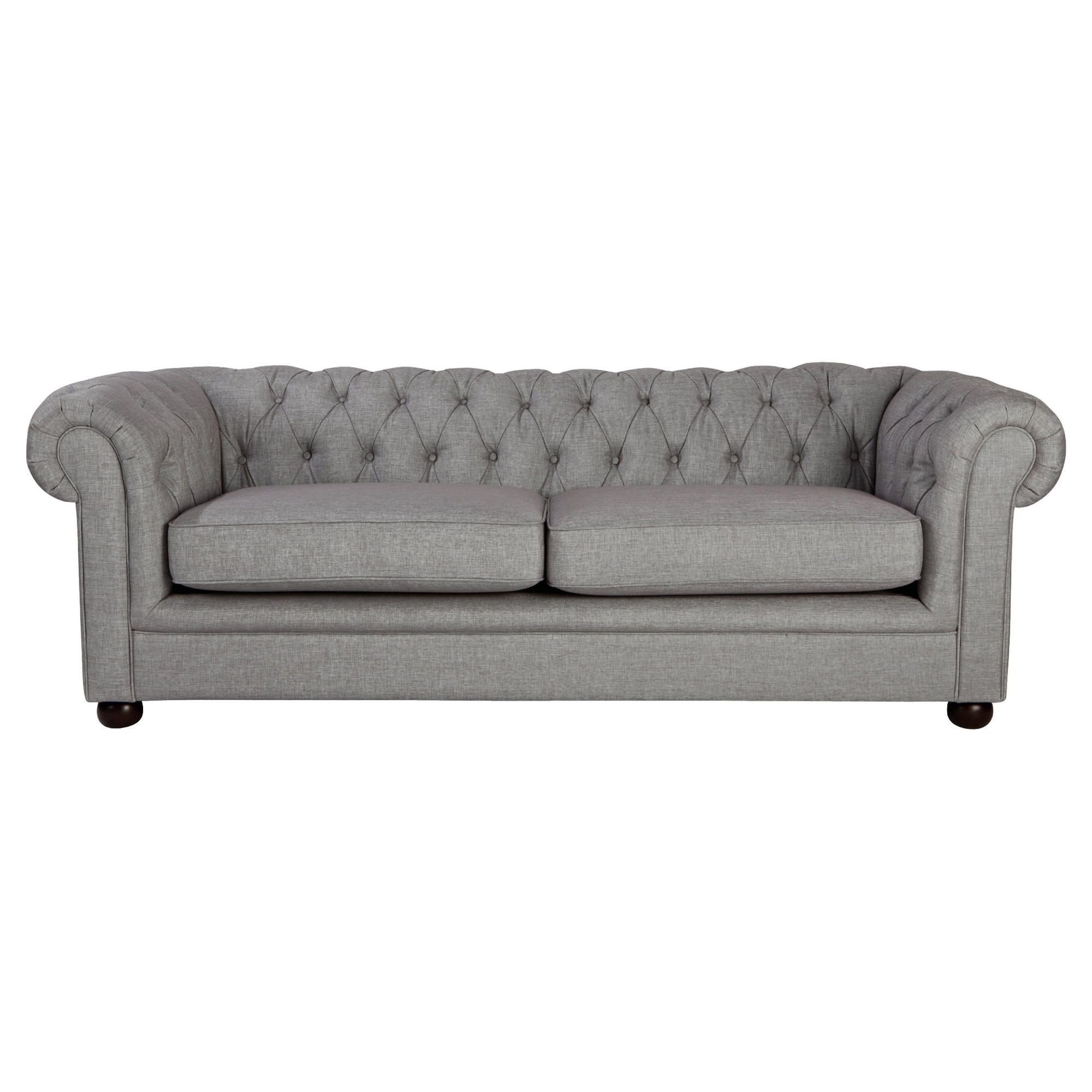 Chesterfield Linen Medium Sofa, Silver at Tesco Direct