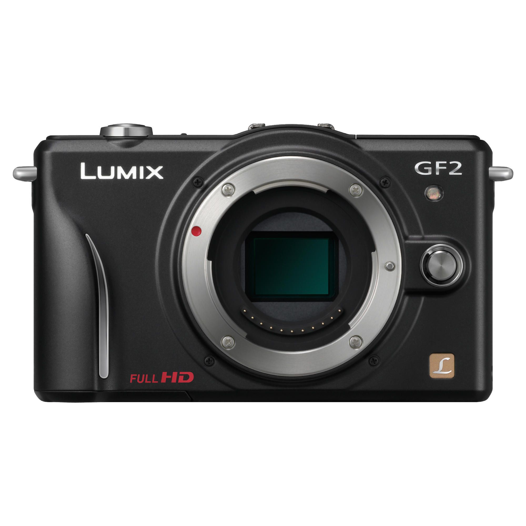 Panasonic Lumix GF2 Compact System Camera (with 14mm and 14-42mm Lenses) - Black