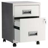 Pierre Henry A4 2 Drawer Combi Filing Cabinet With Castors, Silver With White Drawers