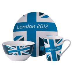 Johnson Bros London 2012 Union Jack Bright 3 piece Set, Navy, Blue and White.